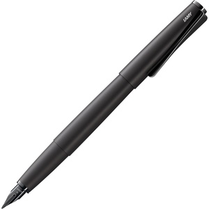 Lamy studio black – Fountain Pen in elegant metal body – steel nib, partially platinum-plated & in nib size M – incl T 10 blue ink cartridge(lx-all-black)