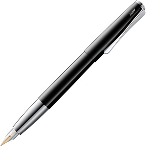 Lamy studio black – Fountain Pen in elegant metal body – steel nib, partially platinum-plated & in nib size M – incl T 10 blue ink cartridge(pianoblack)