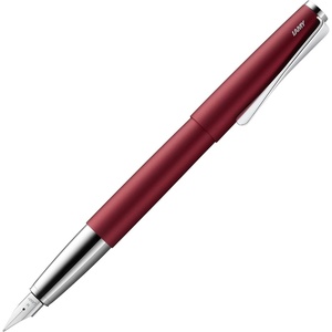 Lamy studio black – Fountain Pen in elegant metal body – steel nib, partially platinum-plated & in nib size M – incl T 10 blue ink cartridge(royalred)