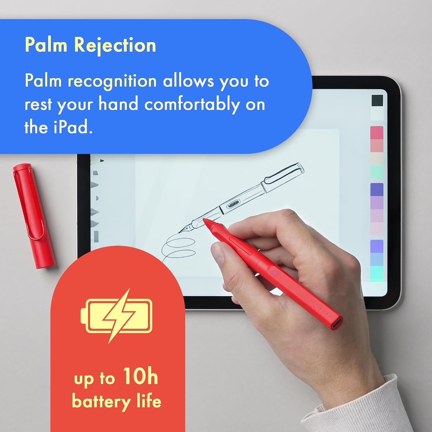 image:imageLAMY Safari Note red iPad Pen Stylus Pen with Palm Rejection tilt Sensitivity amp Ergonomic Grip Compatible with Various iPad Models amp Generations up to 10 Hours Battery Lifered
