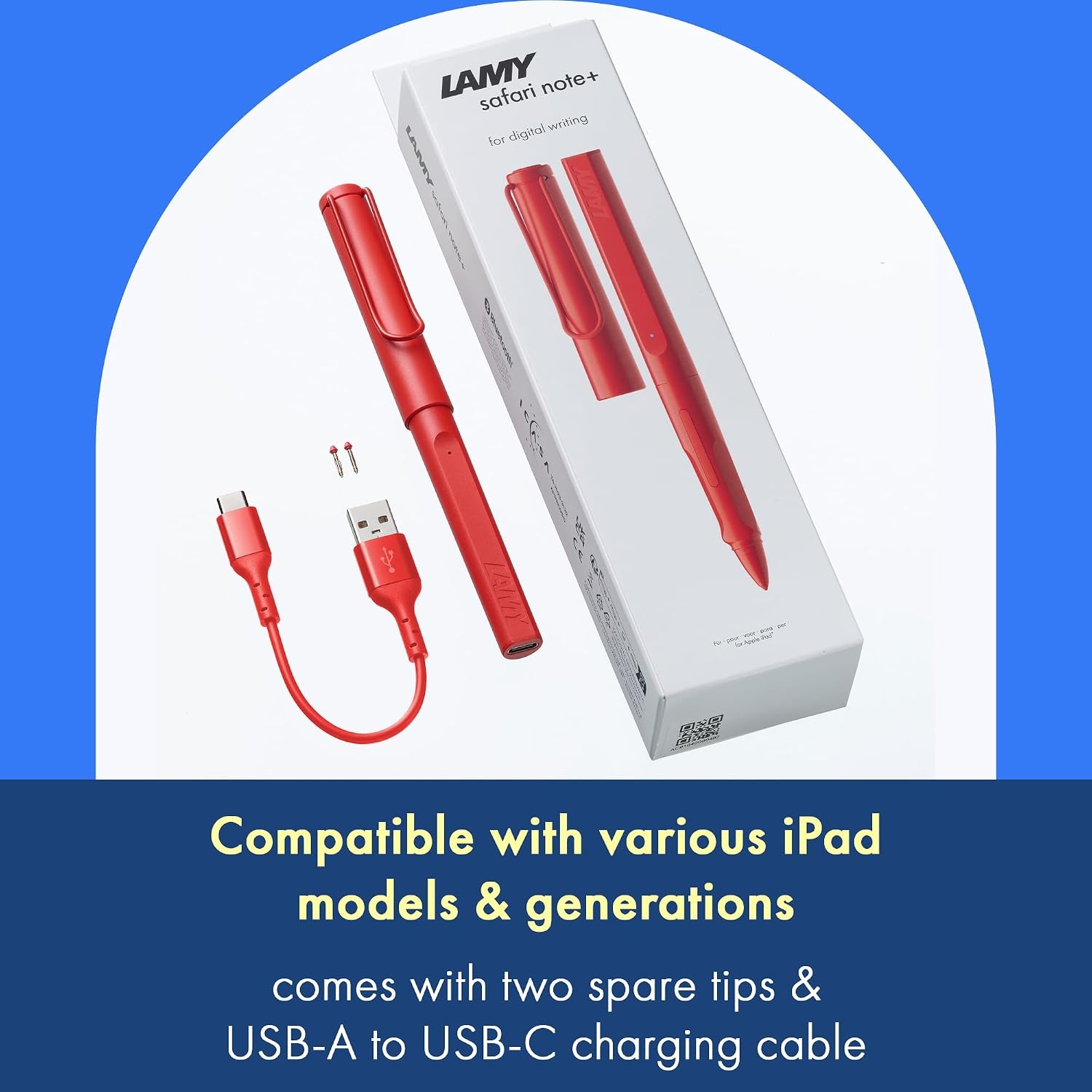 image:imageLAMY Safari Note red iPad Pen Stylus Pen with Palm Rejection tilt Sensitivity amp Ergonomic Grip Compatible with Various iPad Models amp Generations up to 10 Hours Battery Lifered