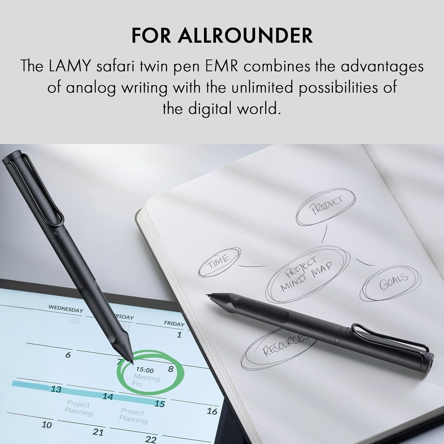 image:imageLAMY Safari Twin Pen EMR All Black PCEL tip 2in1 Stylus Pen for Many Android Devices amp Ballpoint Pen in one with Ergonomic Grip Writing amp Drawing on Digital Media amp PaperPOM tip