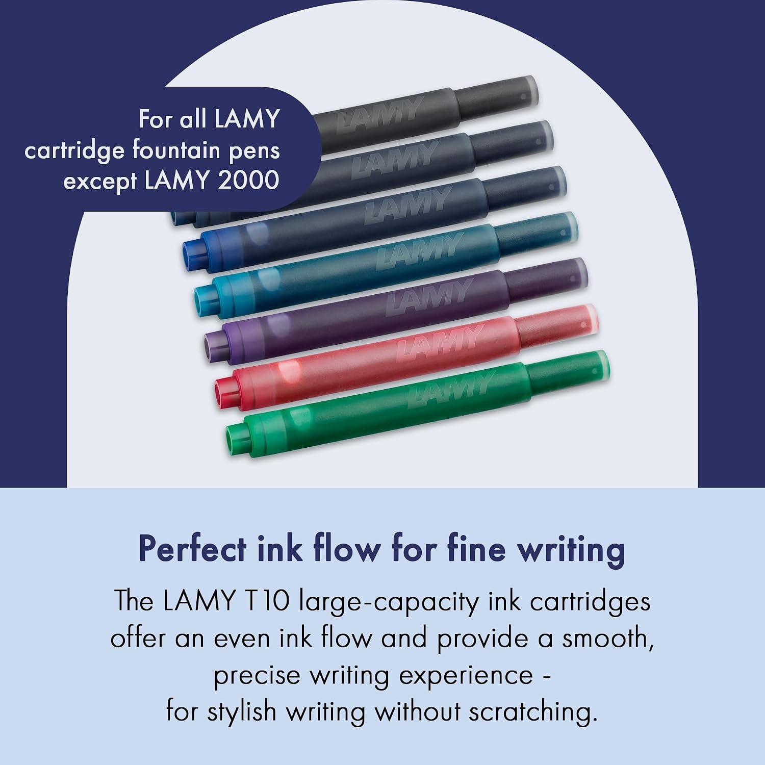 image:imageLAMY T10 Ink cartridges with Large Ink Capacity Suitable for All Lamy Fountain Pen Models Contents 125 ml per Cartridge 5 Pieces per Pack Ink Color Violetmetal