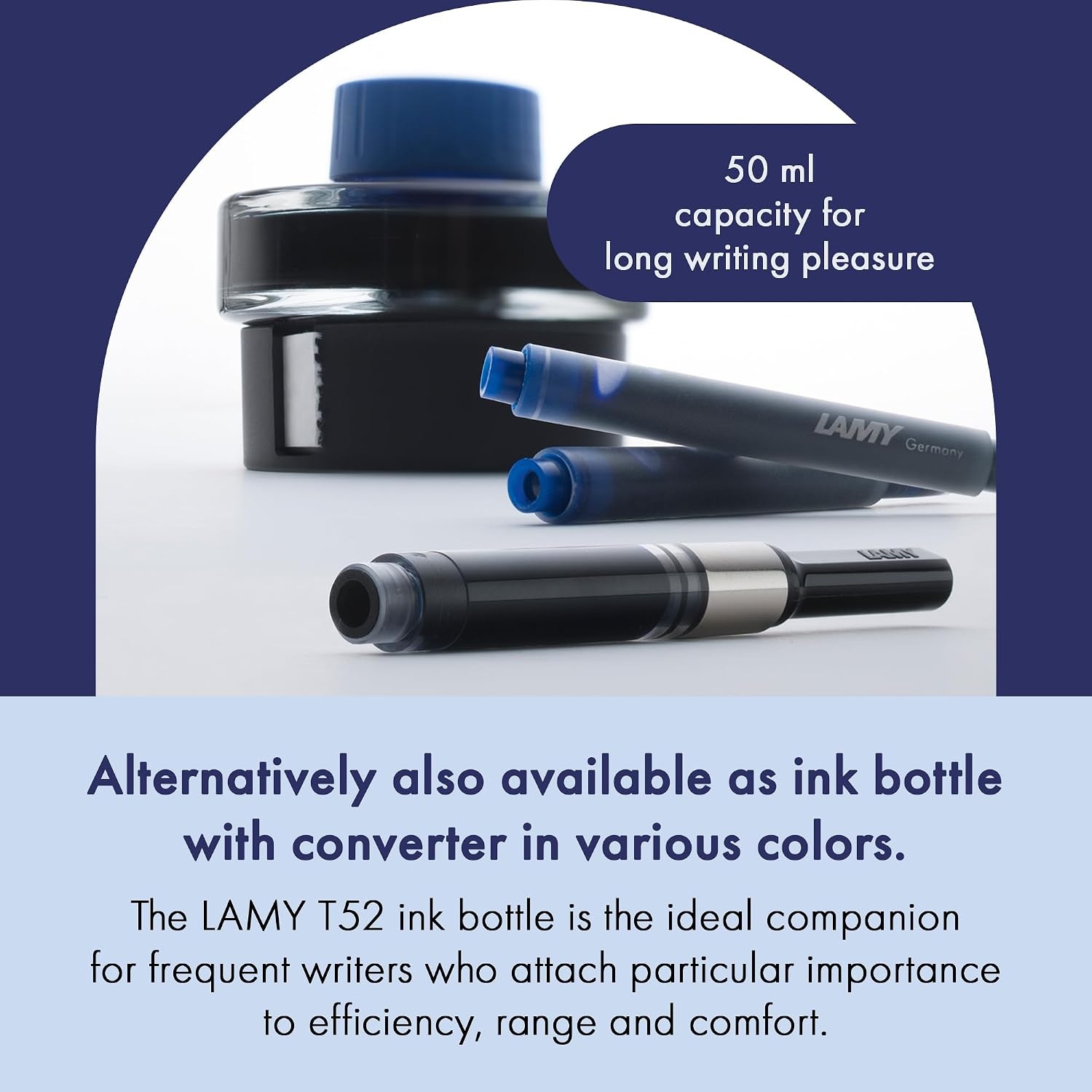 image:imageLAMY T10 Ink cartridges with Large Ink Capacity Suitable for All Lamy Fountain Pen Models Contents 125 ml per Cartridge 5 Pieces per Pack Ink Color Violetmetal