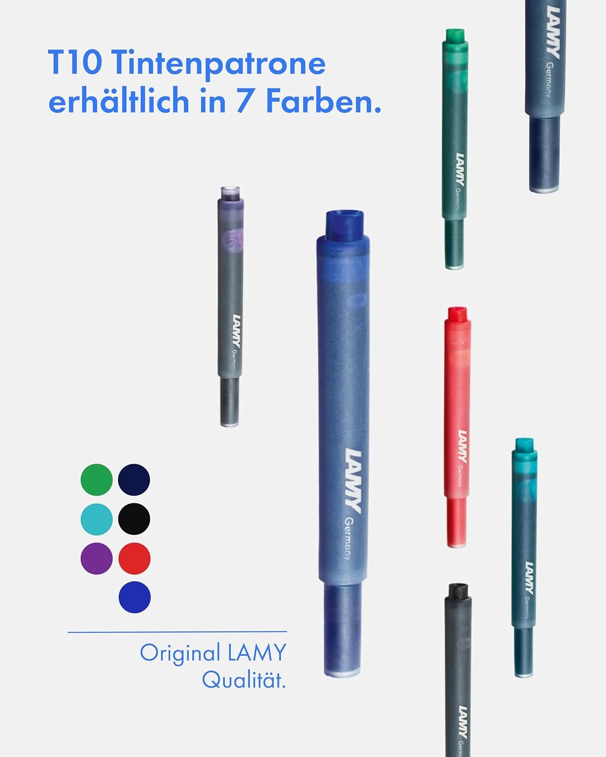 image:imageLAMY T10 Ink cartridges with Large Ink Capacity Suitable for All Lamy Fountain Pen Models Contents 125 ml per Cartridge 5 Pieces per Pack Ink Color Violetblue