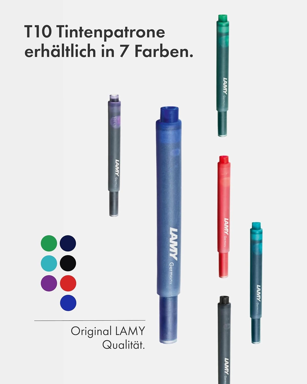 image:imageLAMY T10 Ink cartridges with Large Ink Capacity Suitable for All Lamy Fountain Pen Models Contents 125 ml per Cartridge 5 Pieces per Pack Ink Color Violetmulticolor