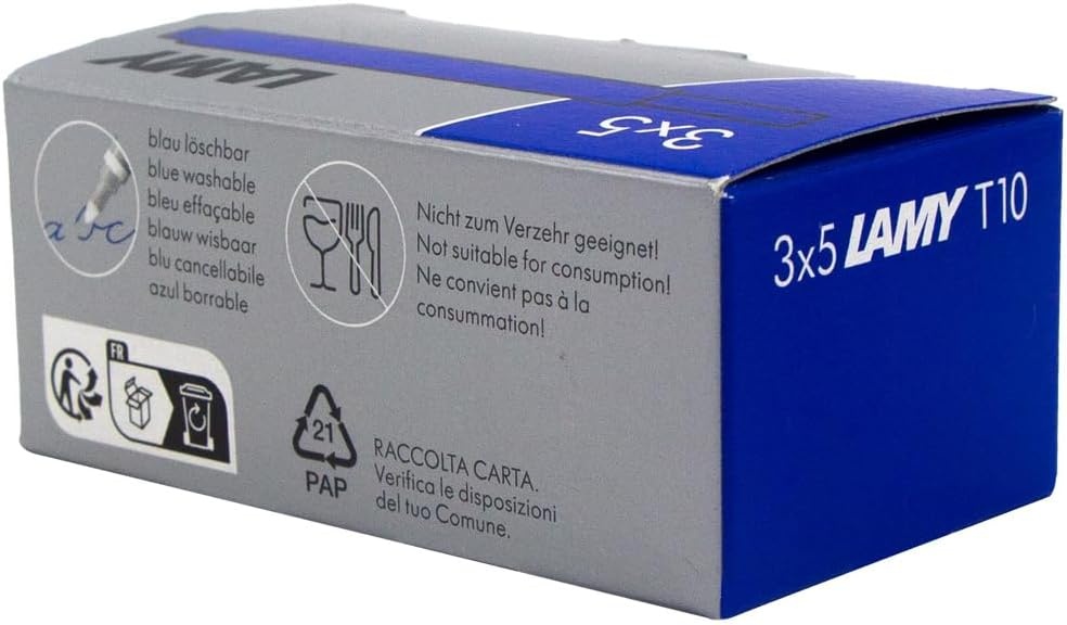 image:imageLAMY T10 Ink cartridges with Large Ink Capacity Suitable for All Lamy Fountain Pen Models Contents 125 ml per Cartridge 5 Pieces per Pack Ink Color Violetblue