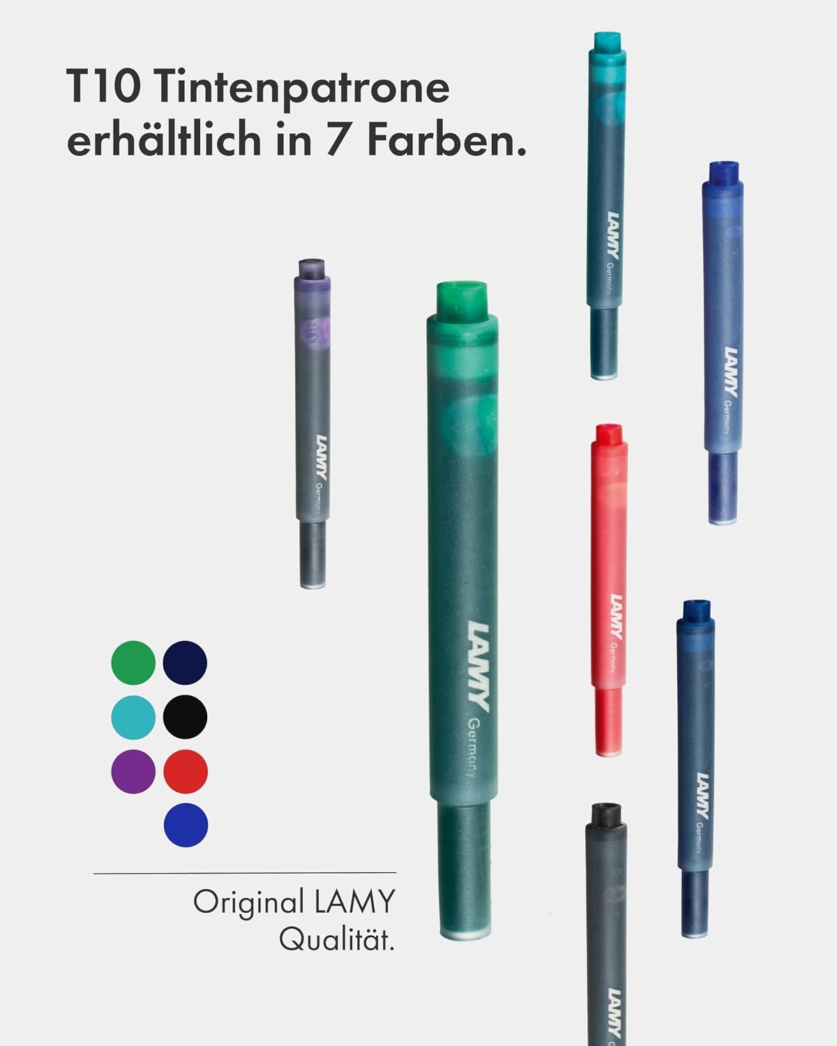 image:imageLAMY T10 Ink cartridges with Large Ink Capacity Suitable for All Lamy Fountain Pen Models Contents 125 ml per Cartridge 5 Pieces per Pack Ink Color Violetgreen