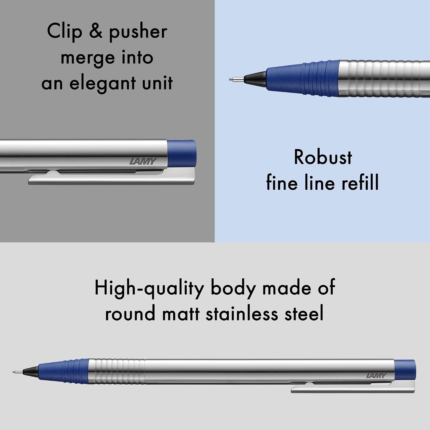 image:imageLAMY logo brushed timeless Mechanical Pencil with high functionality amp case made of robust stainless steel including LAMY M 40 fineline refill 07 mmmatt blue