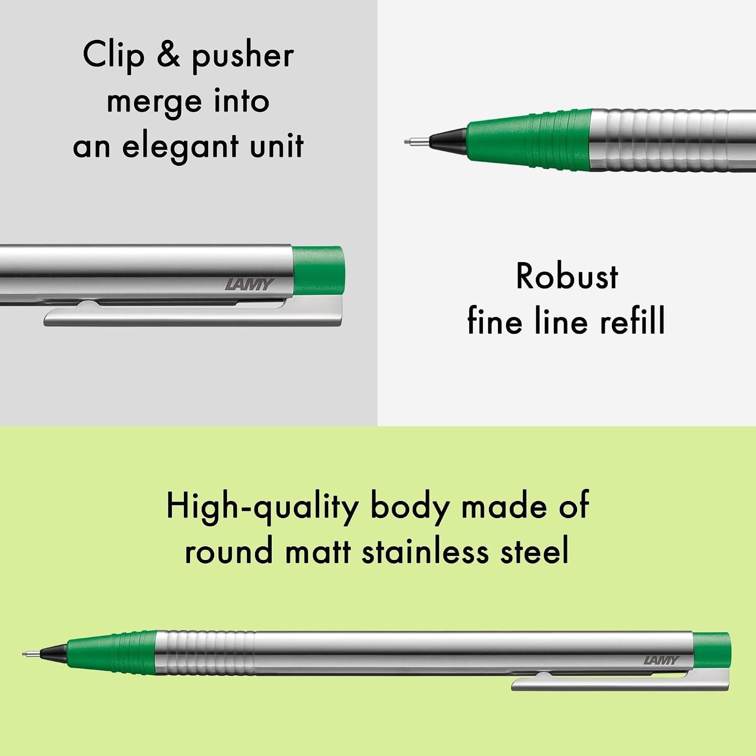image:imageLAMY logo brushed timeless Mechanical Pencil with high functionality amp case made of robust stainless steel including LAMY M 40 fineline refill 07 mmmatt green