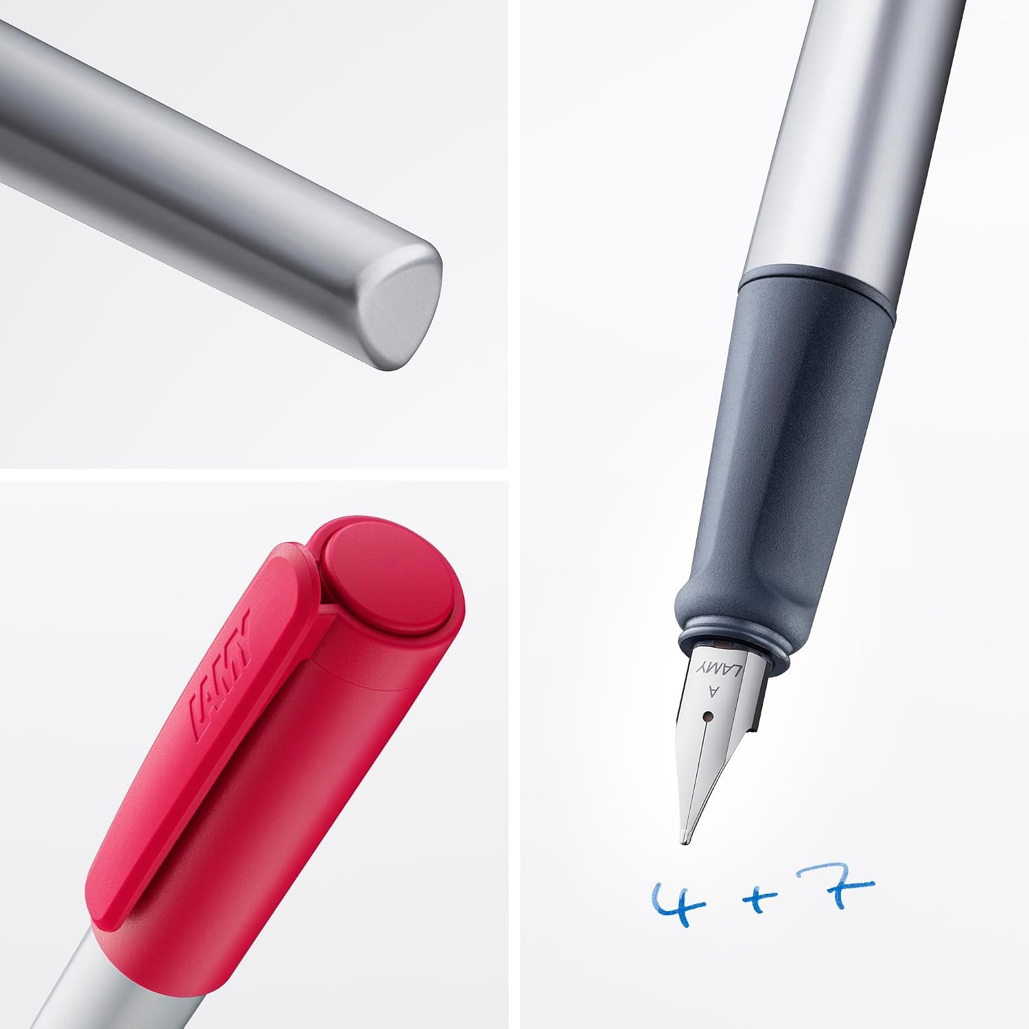 image:imageLAMY nexx blue Fountain Pen with slipproof grip amp polished steel nib in size M triangular aluminum body including LAMY T 10 blue cartridge RightHandedcrimson