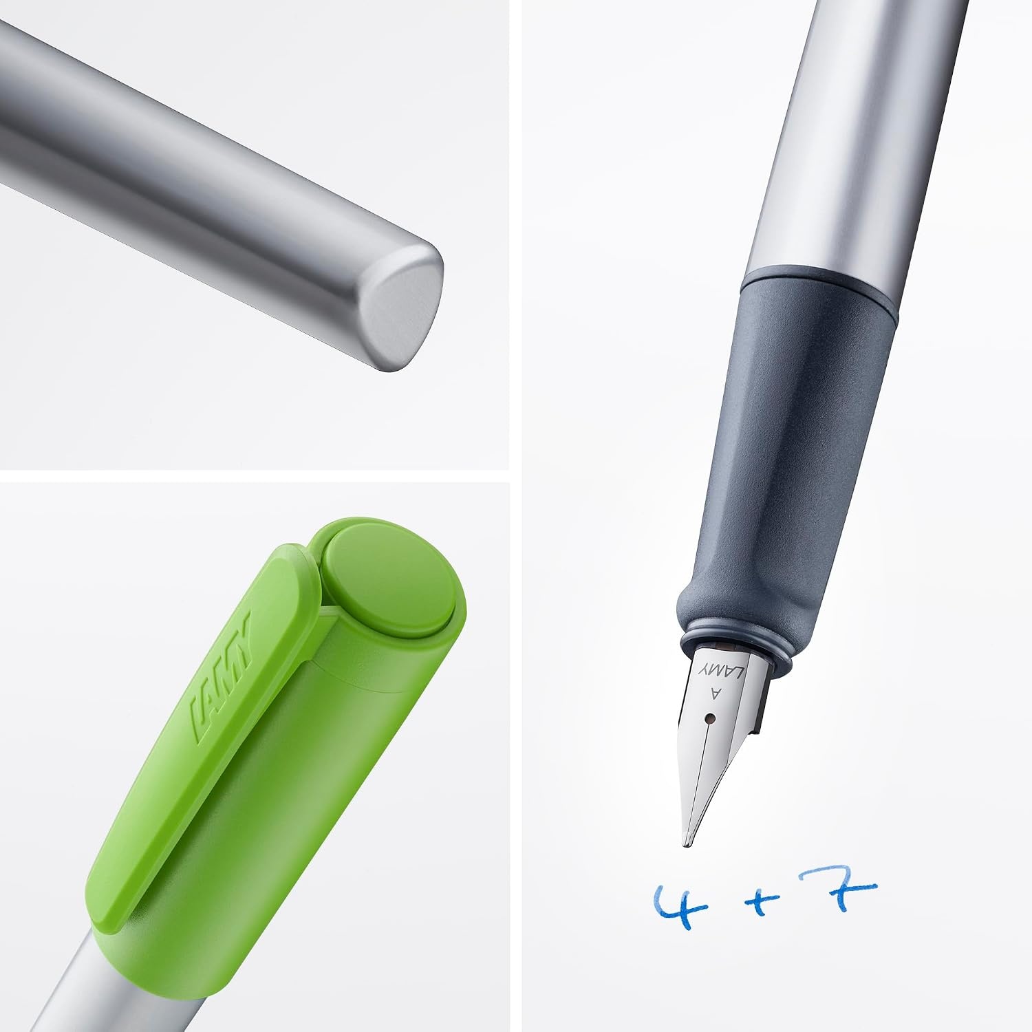 image:imageLAMY nexx blue Fountain Pen with slipproof grip amp polished steel nib in size M triangular aluminum body including LAMY T 10 blue cartridge RightHandedlime