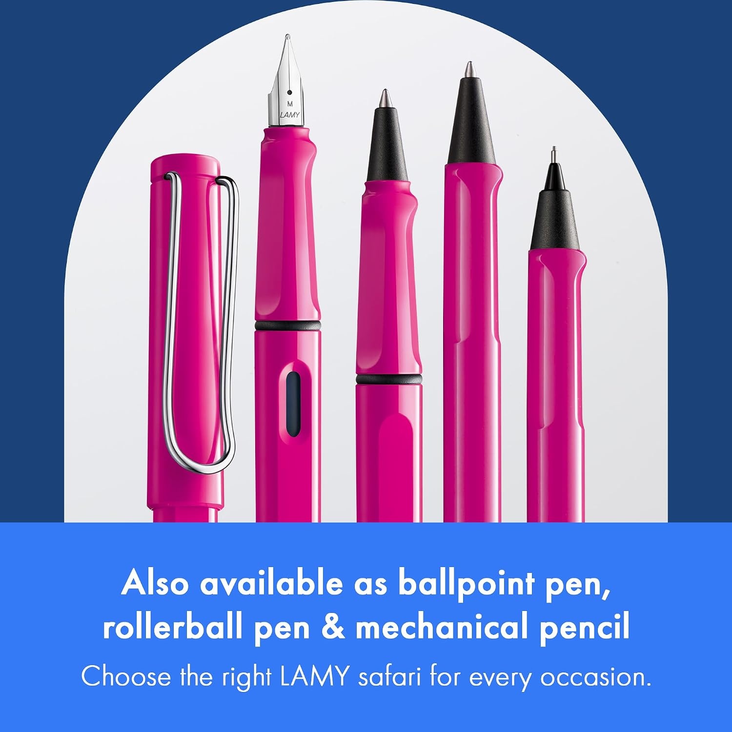 image:imageLAMY safari vista Fountain Pen with ergonomic grip amp polished steel nib in size M ideal for any Writing amp Calligraphy including LAMY T 10 blue cartridge RightHandedpink