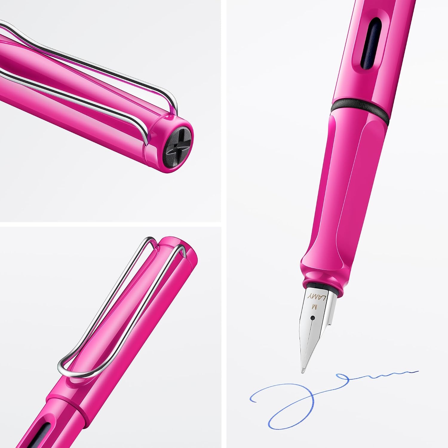 image:imageLAMY safari vista Fountain Pen with ergonomic grip amp polished steel nib in size M ideal for any Writing amp Calligraphy including LAMY T 10 blue cartridge RightHandedpink