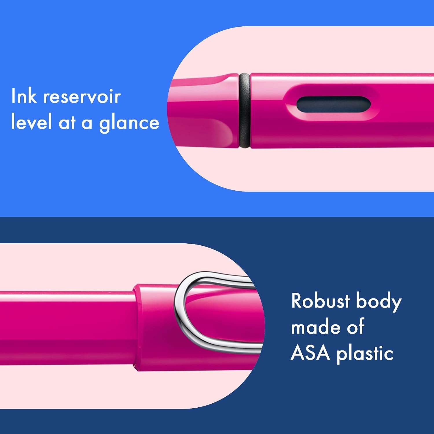 image:imageLAMY safari vista Fountain Pen with ergonomic grip amp polished steel nib in size M ideal for any Writing amp Calligraphy including LAMY T 10 blue cartridge RightHandedpink