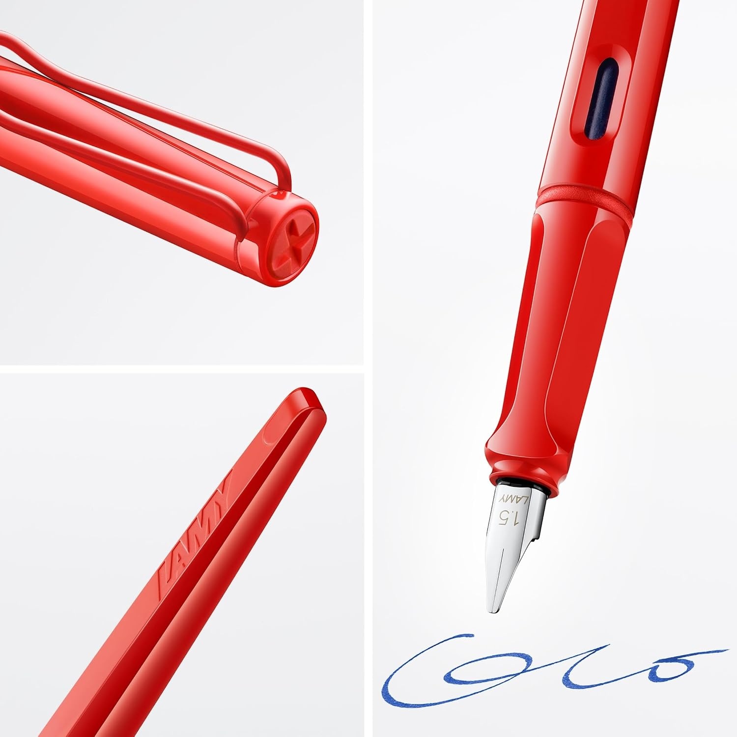 image:imageLamy joy AL calligraphy fountain pen with ergonomic grip amp polished steel nib in line width 15 mm Calligraphy Fountain Pen with ribbon nib incl ink cartridge T 10 bluestrawberry