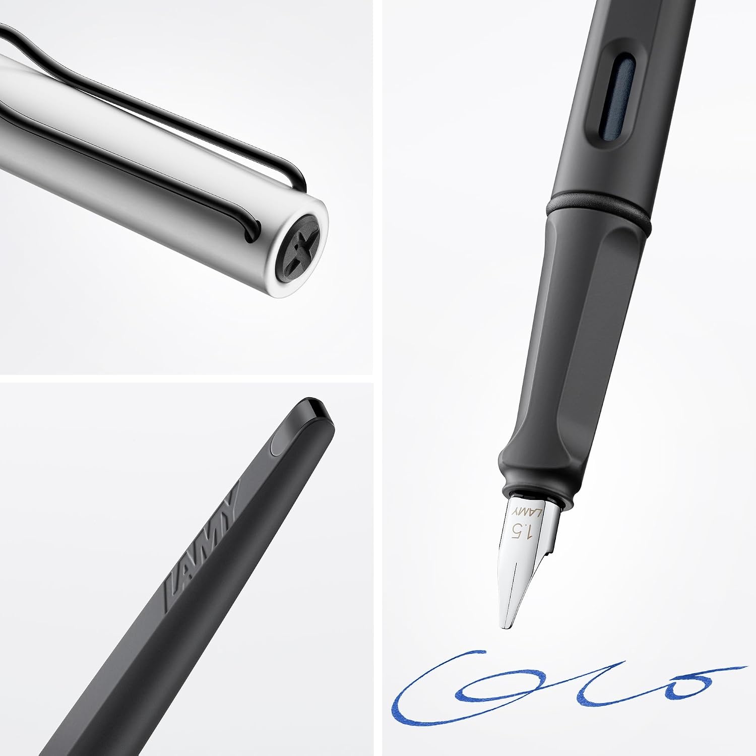 image:imageLamy joy AL calligraphy fountain pen with ergonomic grip amp polished steel nib in line width 15 mm Calligraphy Fountain Pen with ribbon nib incl ink cartridge T 10 blueAL