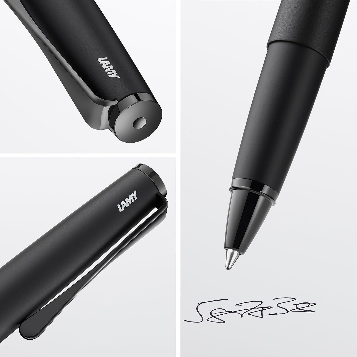 image:imageLamy studio brushed rollerball pen in elegant metal barrel with propellershaped clip amp in line width M M 63 rollerball refill in blacklxallblack