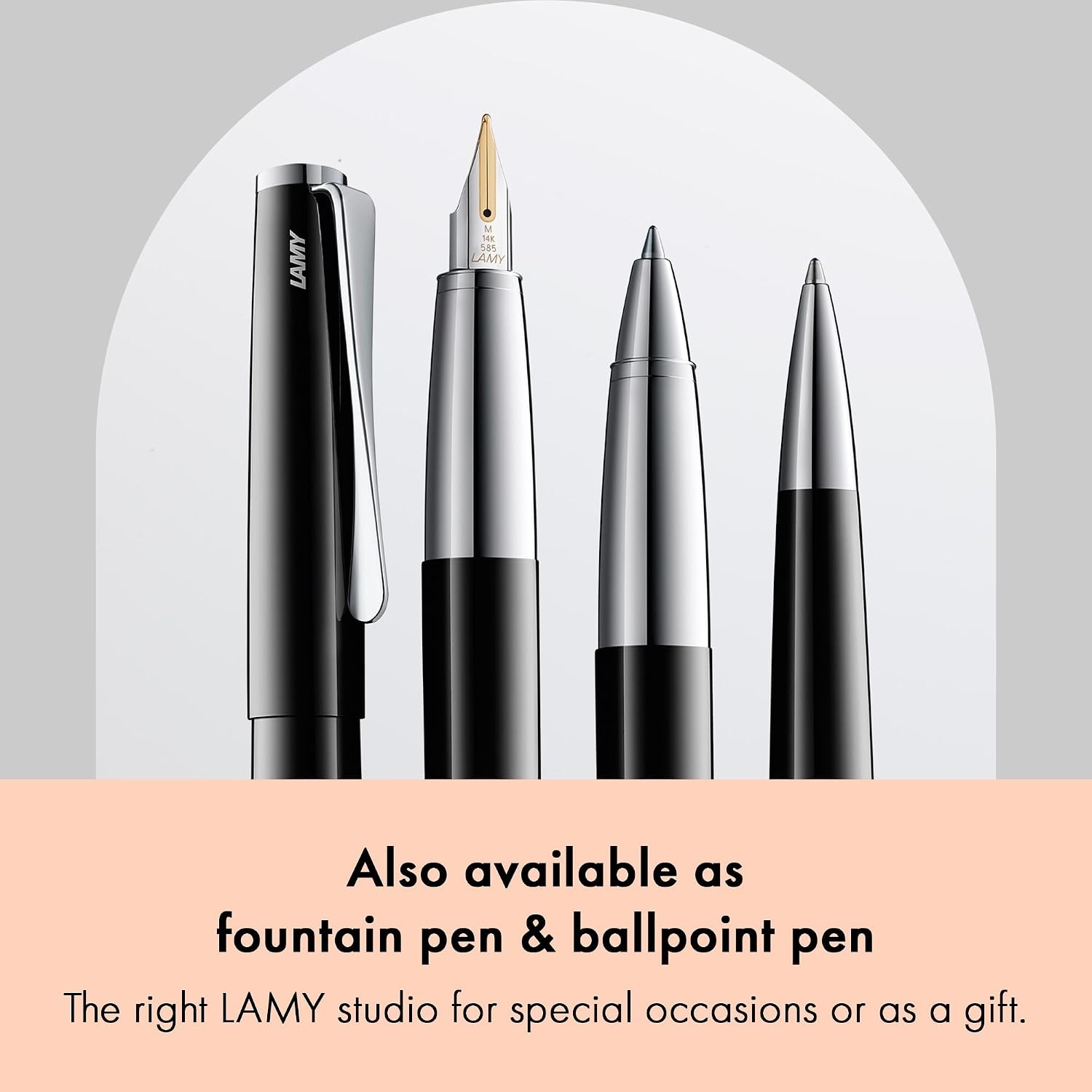image:imageLamy studio brushed rollerball pen in elegant metal barrel with propellershaped clip amp in line width M M 63 rollerball refill in blackpianoblack