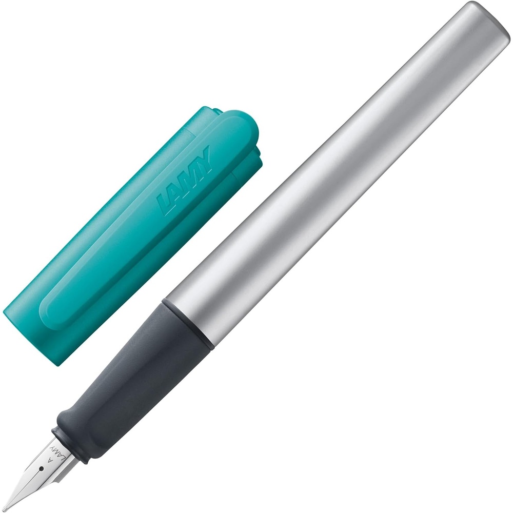 image:imageLAMY nexx blue  Fountain Pen with slipproof grip amp polished steel nib in size M  triangular aluminum body  including LAMY T 10 blue cartridge  RightHandedsmaragd