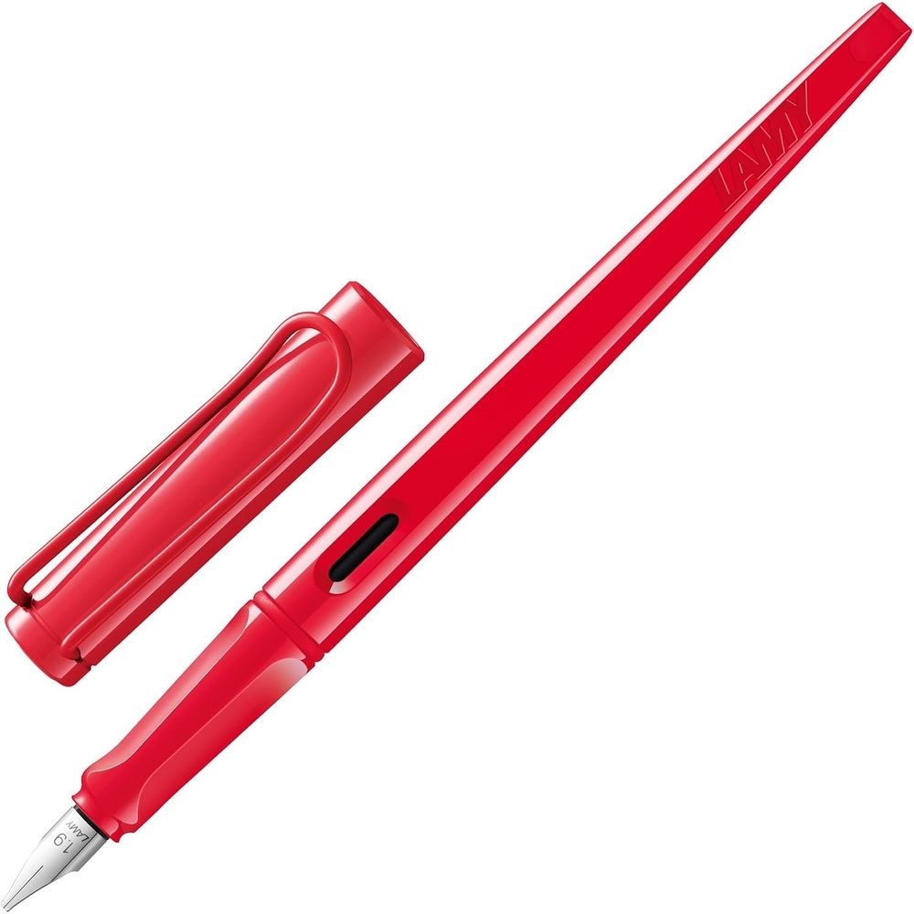 image:imageLamy joy AL calligraphy fountain pen with ergonomic grip amp polished steel nib in line width 15 mm Calligraphy Fountain Pen with ribbon nib incl ink cartridge T 10 bluestrawberry