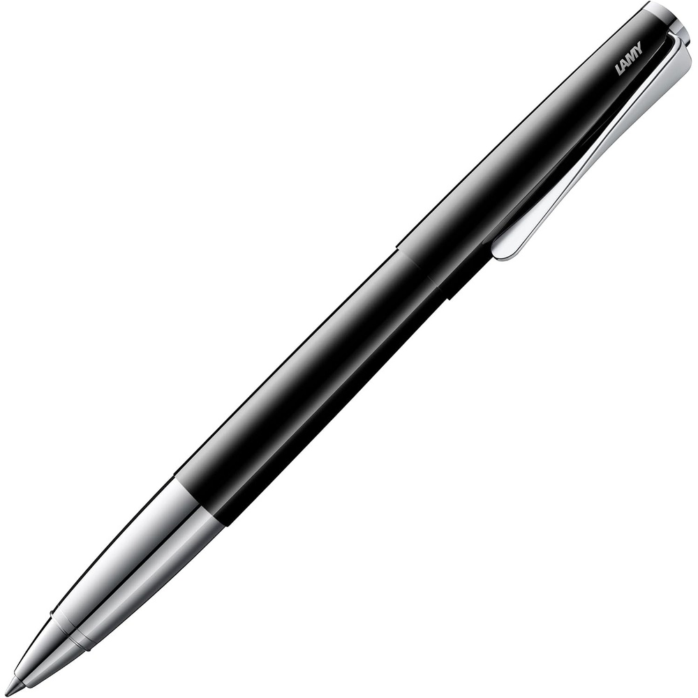 image:imageLamy studio Palladium  rollerball pen in elegant metal barrel  with propellershaped clip amp in line width M M 63 rollerball refill in blackpianoblack