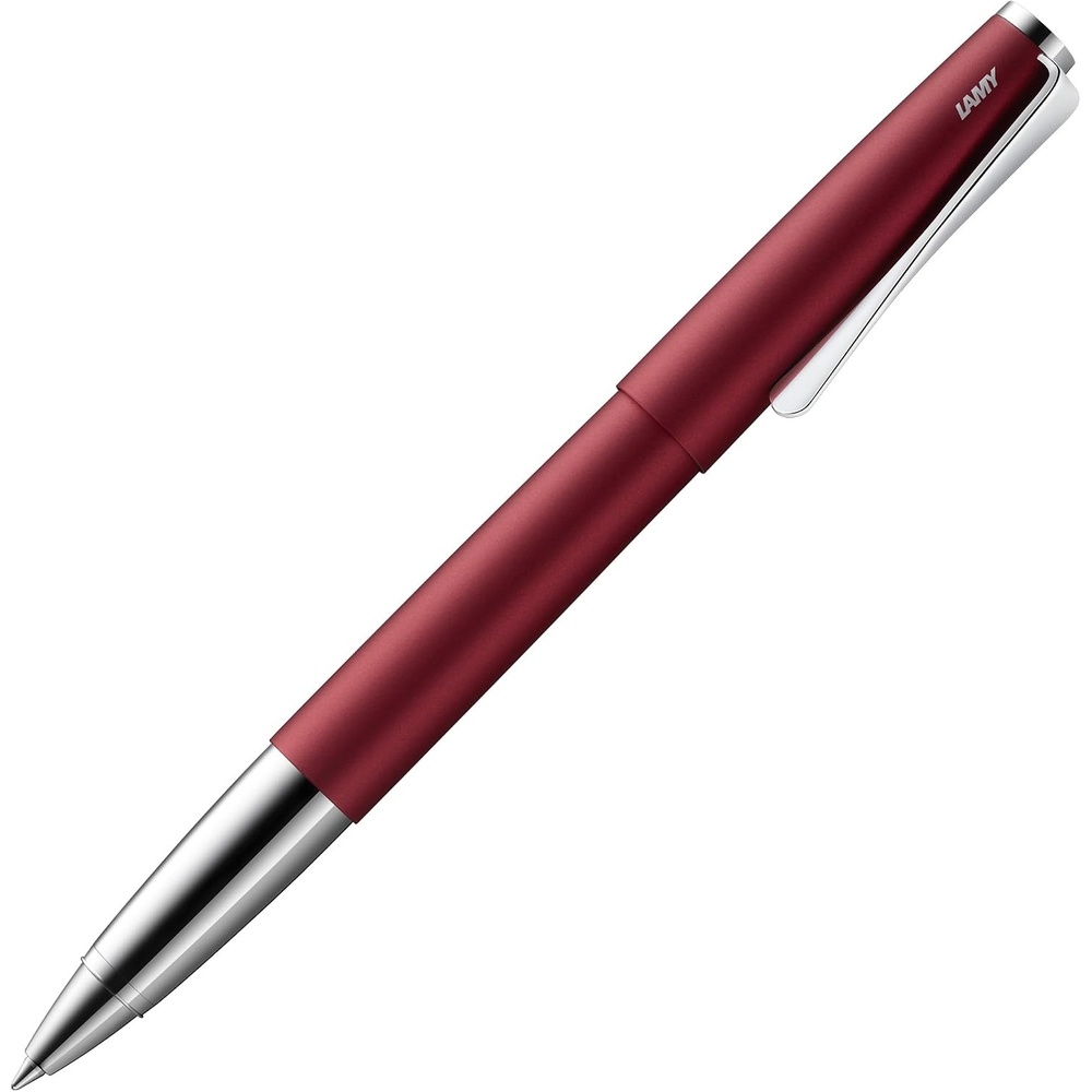 image:imageLamy studio Palladium rollerball pen in elegant metal barrel with propellershaped clip amp in line width M M 63 rollerball refill in blackroyalred
