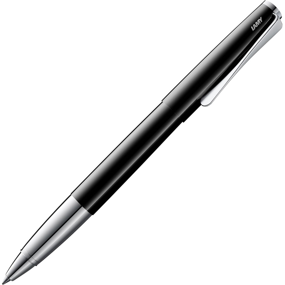 image:imageLamy studio brushed rollerball pen in elegant metal barrel with propellershaped clip amp in line width M M 63 rollerball refill in blackpianoblack