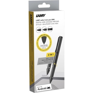 LAMY Safari Twin Pen EMR All Black (PC/EL tip) – 2-in-1 Stylus Pen for Many Android Devices & Ballpoint Pen in one – with Ergonomic Grip – Writing & Drawing on Digital Media & Paper(POM tip)